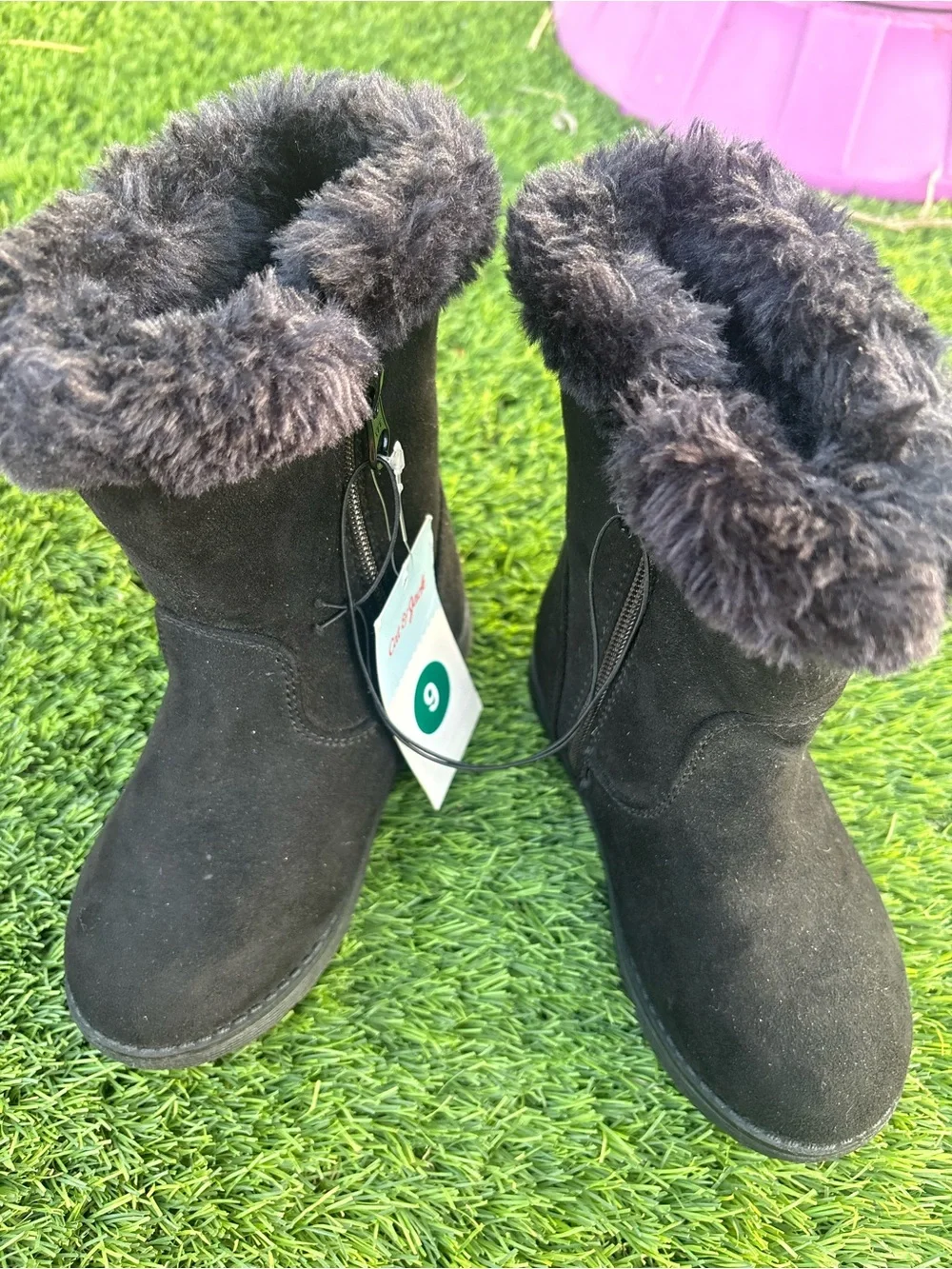 Cat & Jack Black Faux-Fur Kids Boots